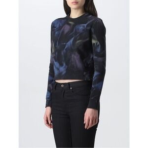 Saint Laurent Women’s Tie Dye Crop Sweatshirt 'Multicolor' Black Logo-print Wave